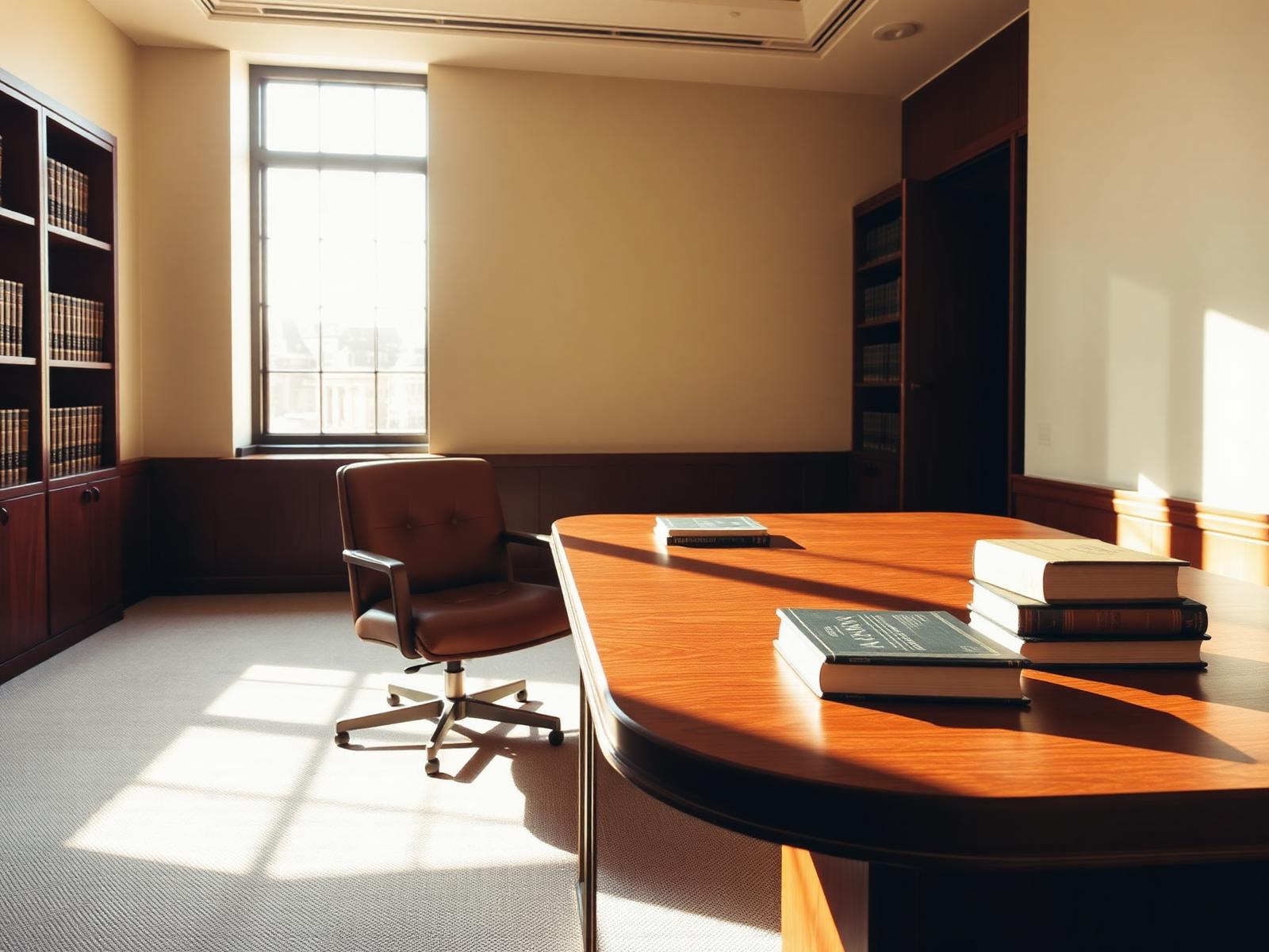 Rogers Law Group office interior with law library and desk